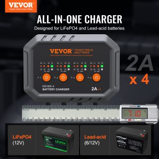 VEVOR 8-Amp 4-Bank Smart Battery Charger and Maintainer (LiFePO4 and Lead-Acid)